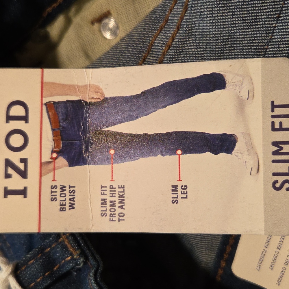 Izod Men’s Slim Straight Jeans in Dark Blue Wash - Picture 8 of 8